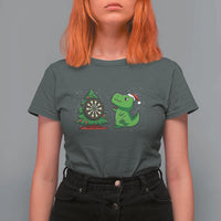 Christmas Dinosaur Dart Player T Shirt For Women Funny Dino Lover - Wonder Print Shop