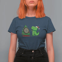 Christmas Dinosaur Dart Player T Shirt For Women Funny Dino Lover - Wonder Print Shop