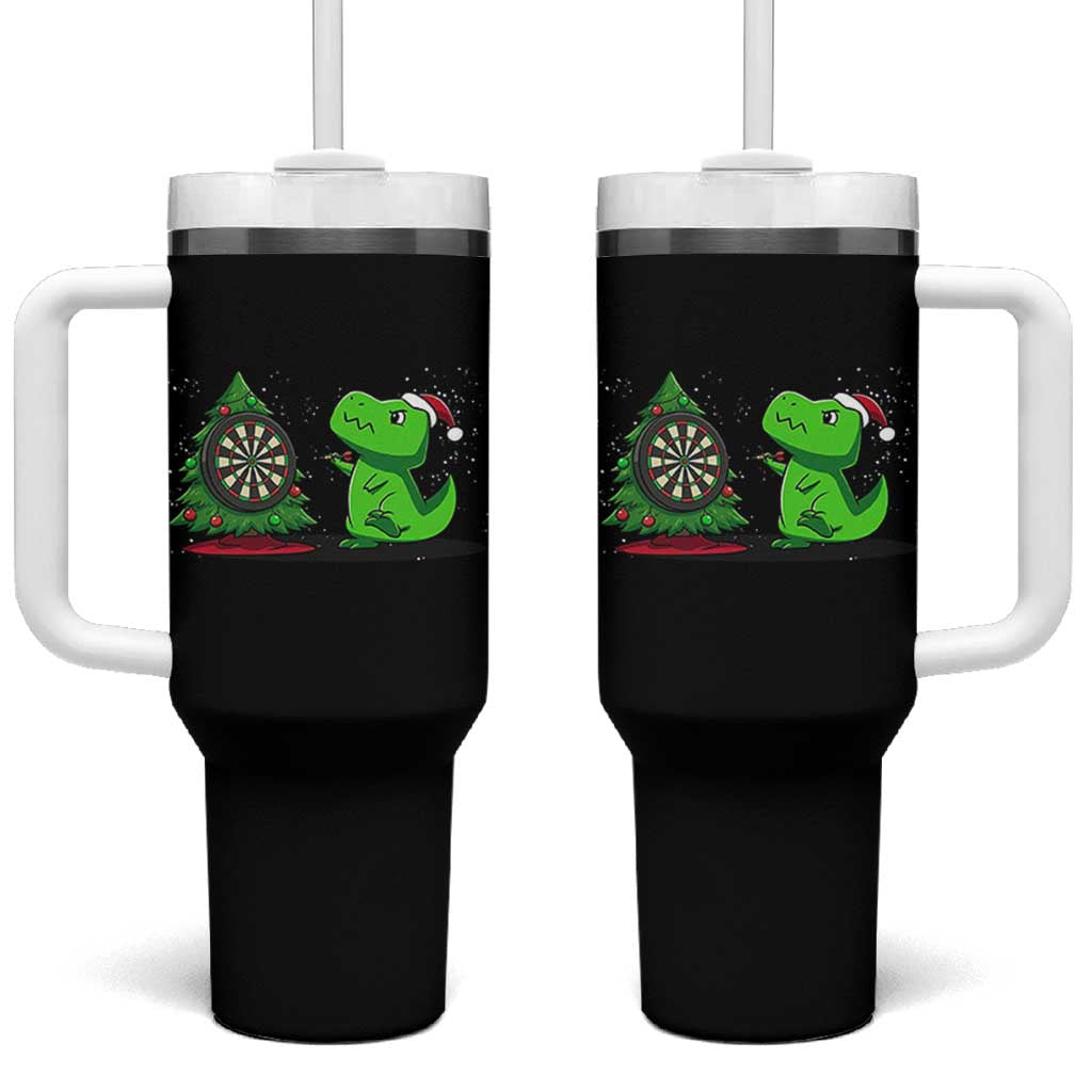 Christmas Dinosaur Dart Player Tumbler With Handle Funny Dino Lover - Wonder Print Shop