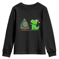 Christmas Dinosaur Dart Player Youth Sweatshirt Funny Dino Lover - Wonder Print Shop