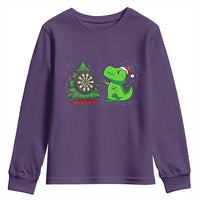 Christmas Dinosaur Dart Player Youth Sweatshirt Funny Dino Lover - Wonder Print Shop