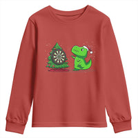 Christmas Dinosaur Dart Player Youth Sweatshirt Funny Dino Lover - Wonder Print Shop