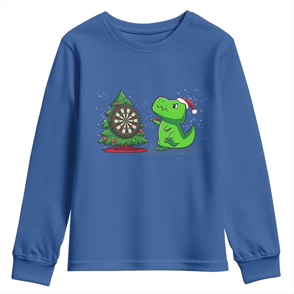 Christmas Dinosaur Dart Player Youth Sweatshirt Funny Dino Lover - Wonder Print Shop