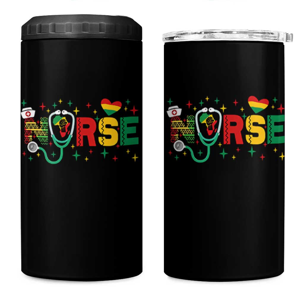 Proud Black Nurse 4 in 1 Can Cooler Tumbler Black History Month Gift - Wonder Print Shop