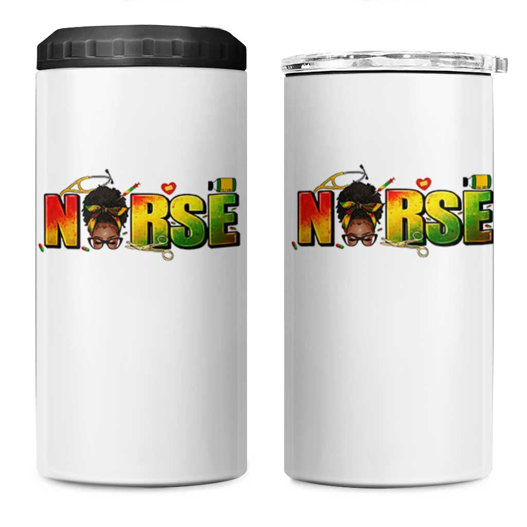Proud Black Nurse 4 in 1 Can Cooler Tumbler Black History Month Healthcare Gift - Wonder Print Shop