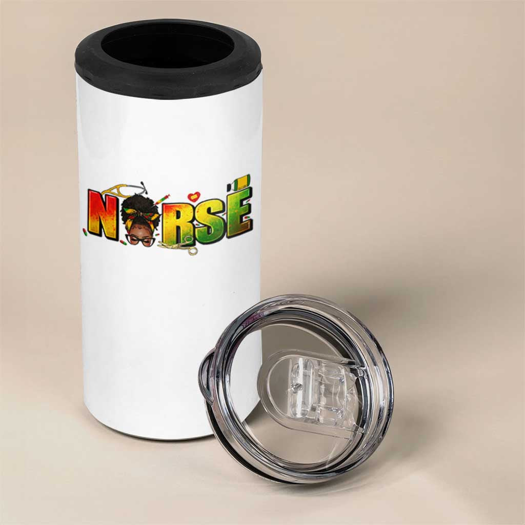 Proud Black Nurse 4 in 1 Can Cooler Tumbler Black History Month Healthcare Gift - Wonder Print Shop
