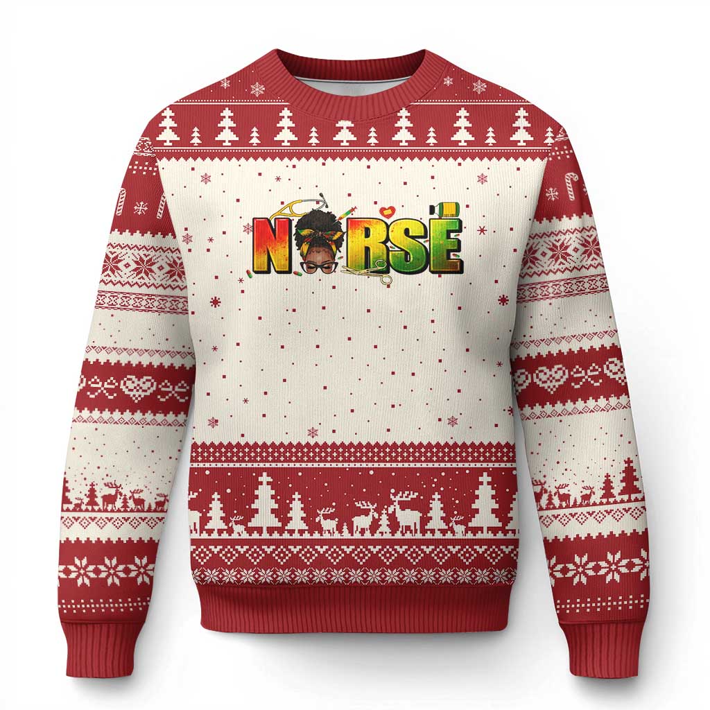 Proud Black Nurse Ugly Christmas Sweater Black History Month Healthcare Gift - Wonder Print Shop