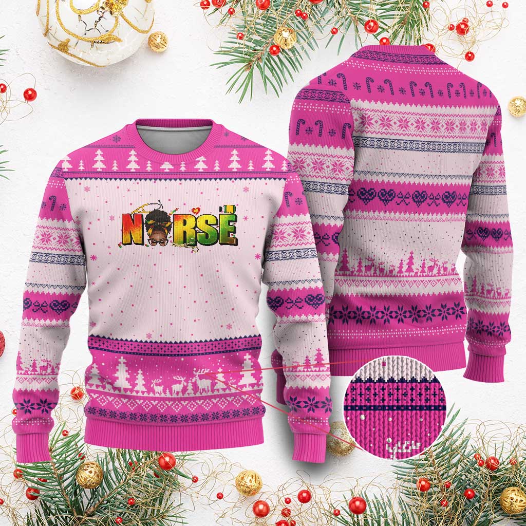 Proud Black Nurse Ugly Christmas Sweater Black History Month Healthcare Gift - Wonder Print Shop