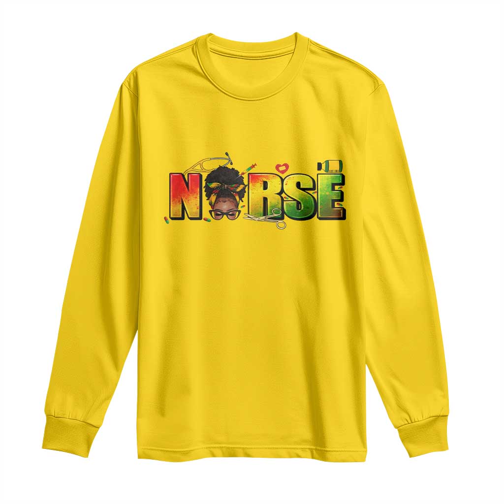 Proud Black Nurse Long Sleeve Shirt Black History Month Healthcare Gift - Wonder Print Shop
