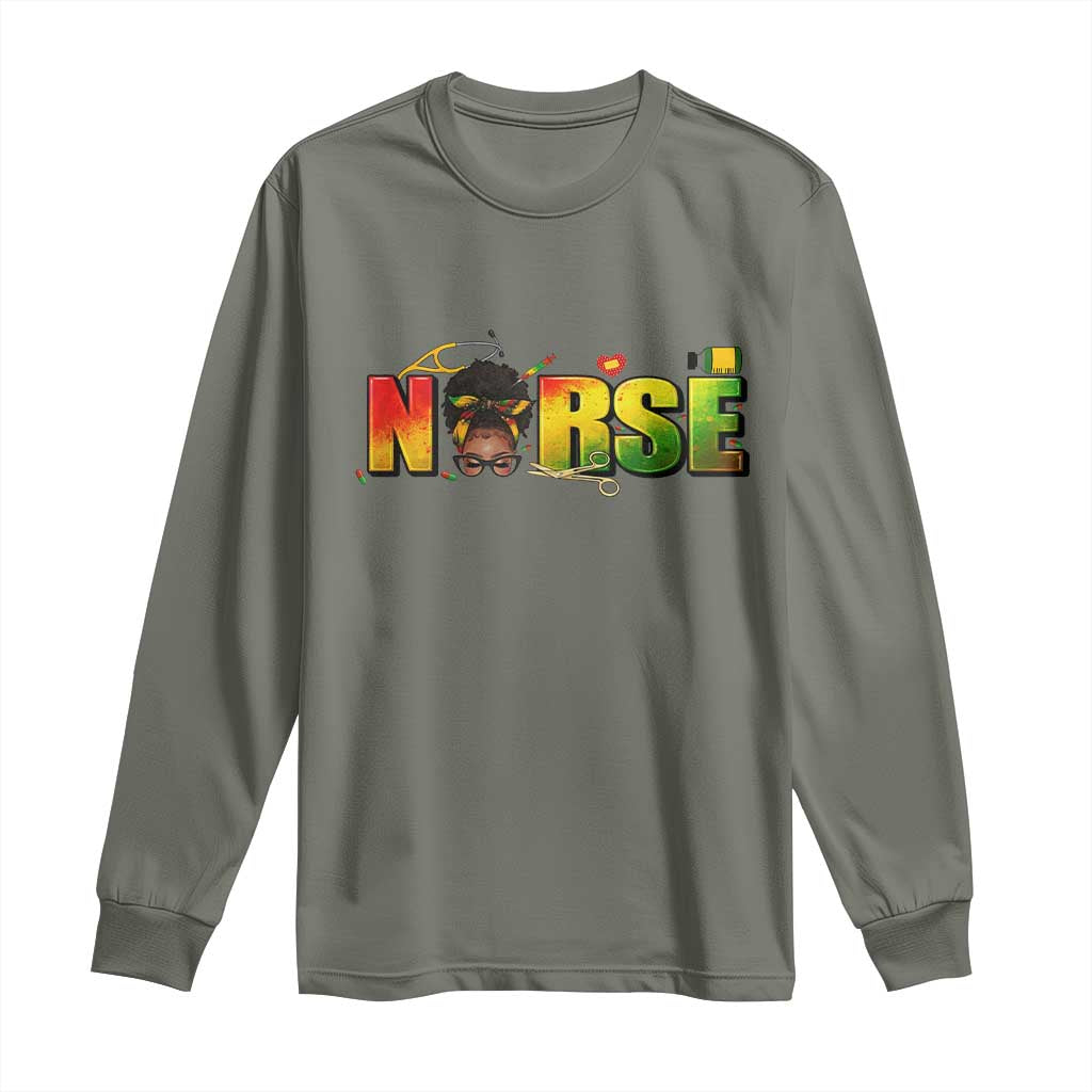 Proud Black Nurse Long Sleeve Shirt Black History Month Healthcare Gift - Wonder Print Shop
