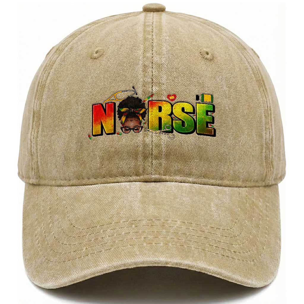 Proud Black Nurse Washed Cotton Baseball Cap Black History Month Healthcare Gift