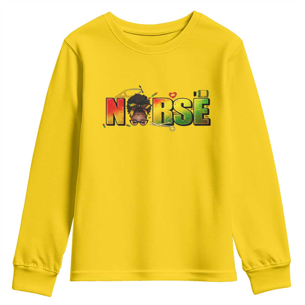 Proud Black Nurse Youth Sweatshirt Black History Month Healthcare Gift - Wonder Print Shop