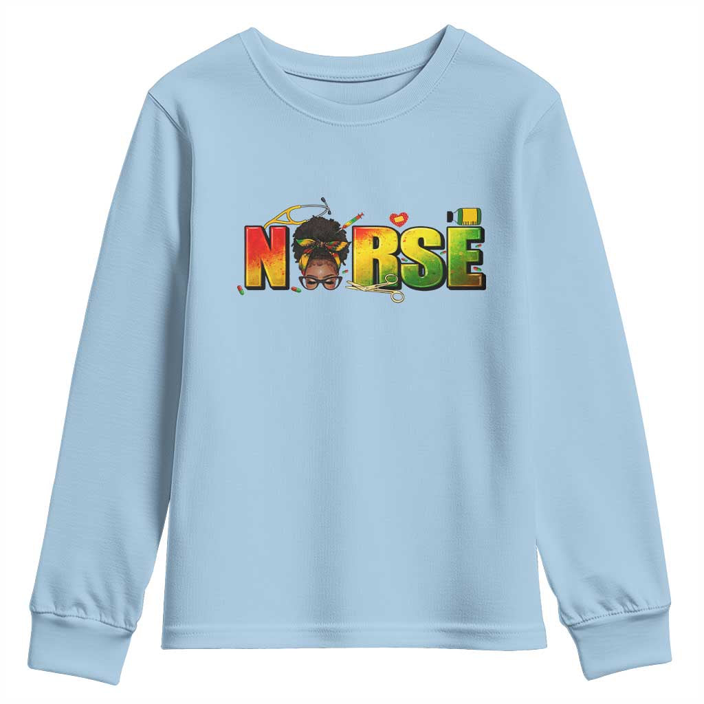 Proud Black Nurse Youth Sweatshirt Black History Month Healthcare Gift - Wonder Print Shop