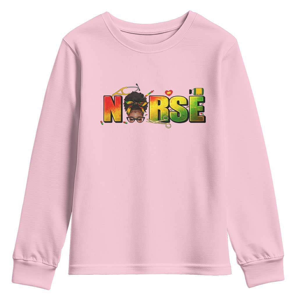 Proud Black Nurse Youth Sweatshirt Black History Month Healthcare Gift - Wonder Print Shop