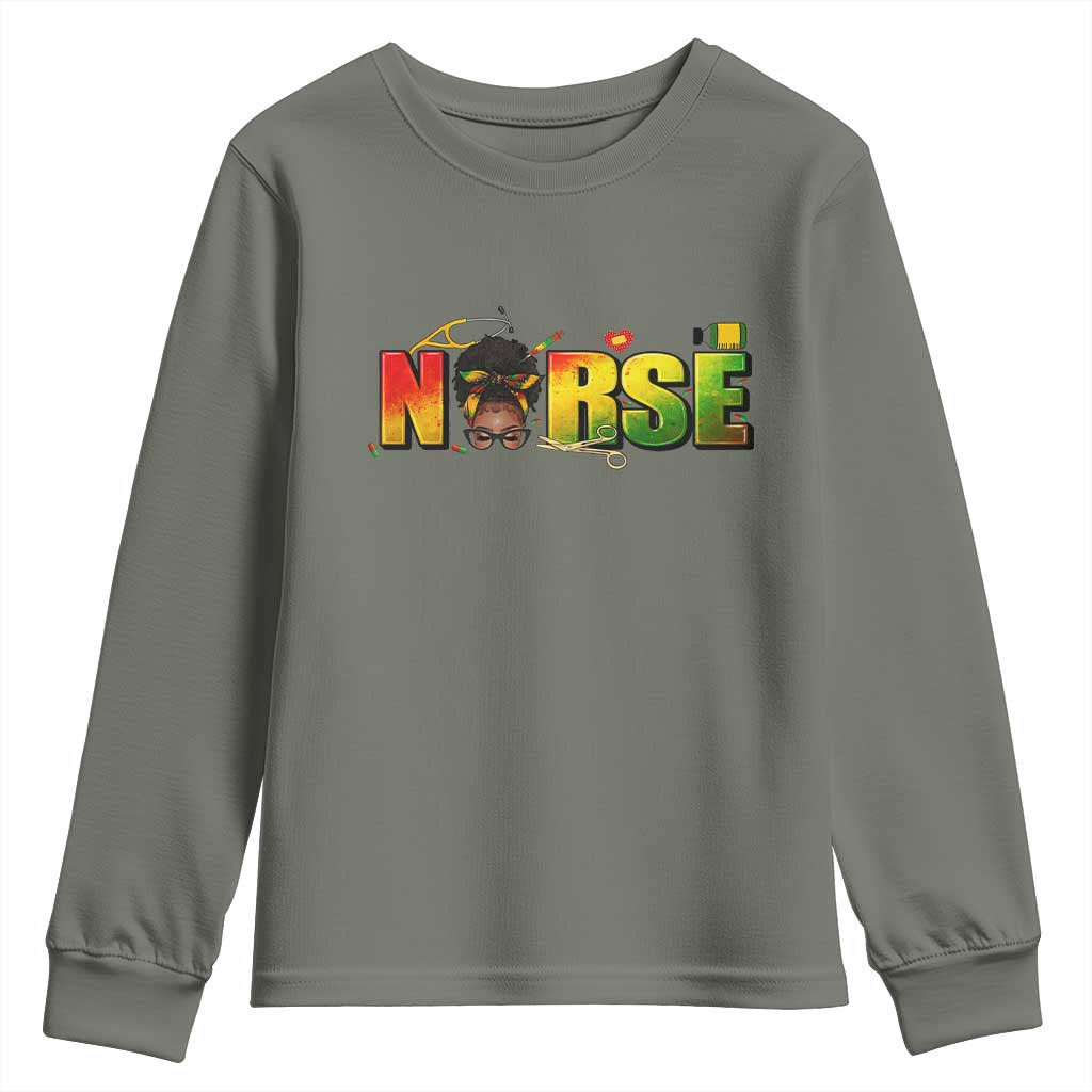 Proud Black Nurse Youth Sweatshirt Black History Month Healthcare Gift - Wonder Print Shop