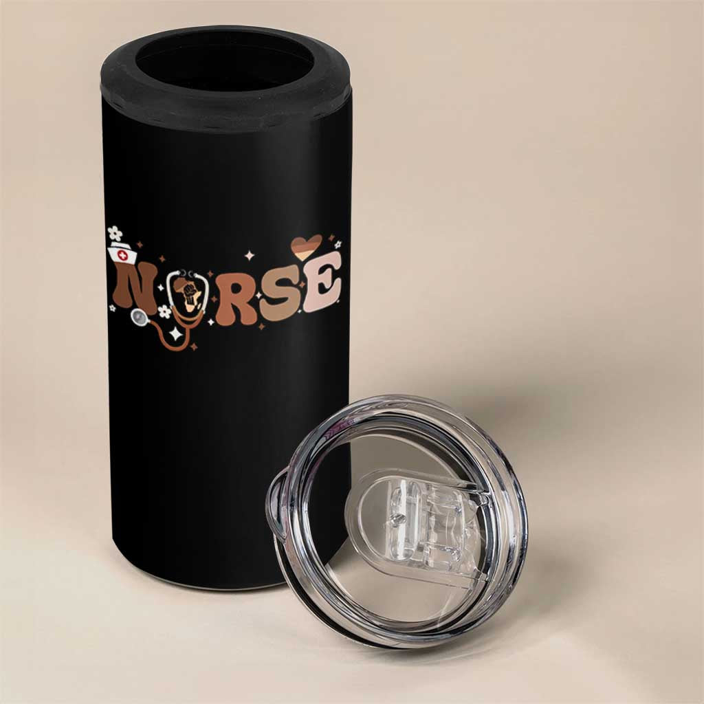 Strong Black Nurse 4 in 1 Can Cooler Tumbler African American Healthcare Hero Gift - Wonder Print Shop