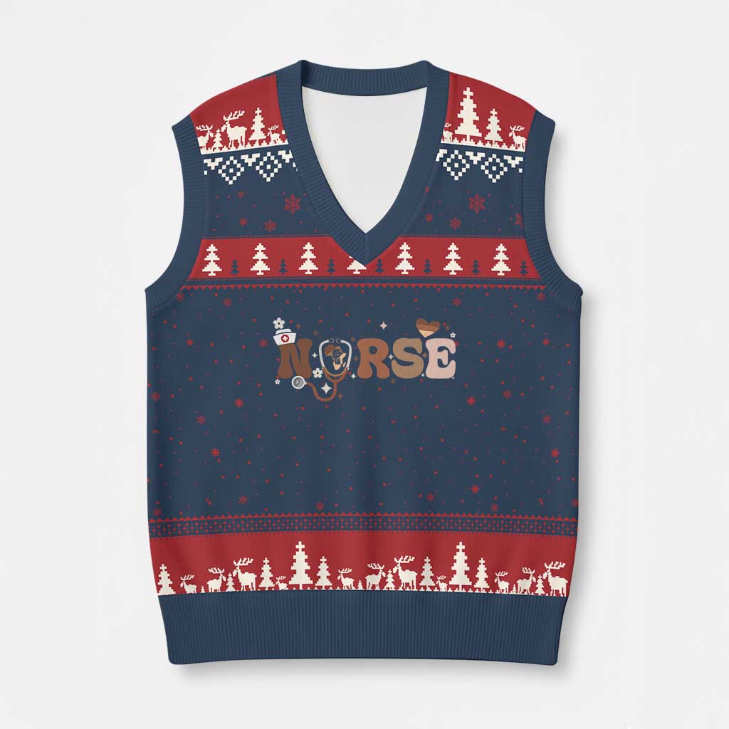 Strong Black Nurse V-Neck Knit Sweater Vest African American Healthcare Hero Gift - Wonder Print Shop