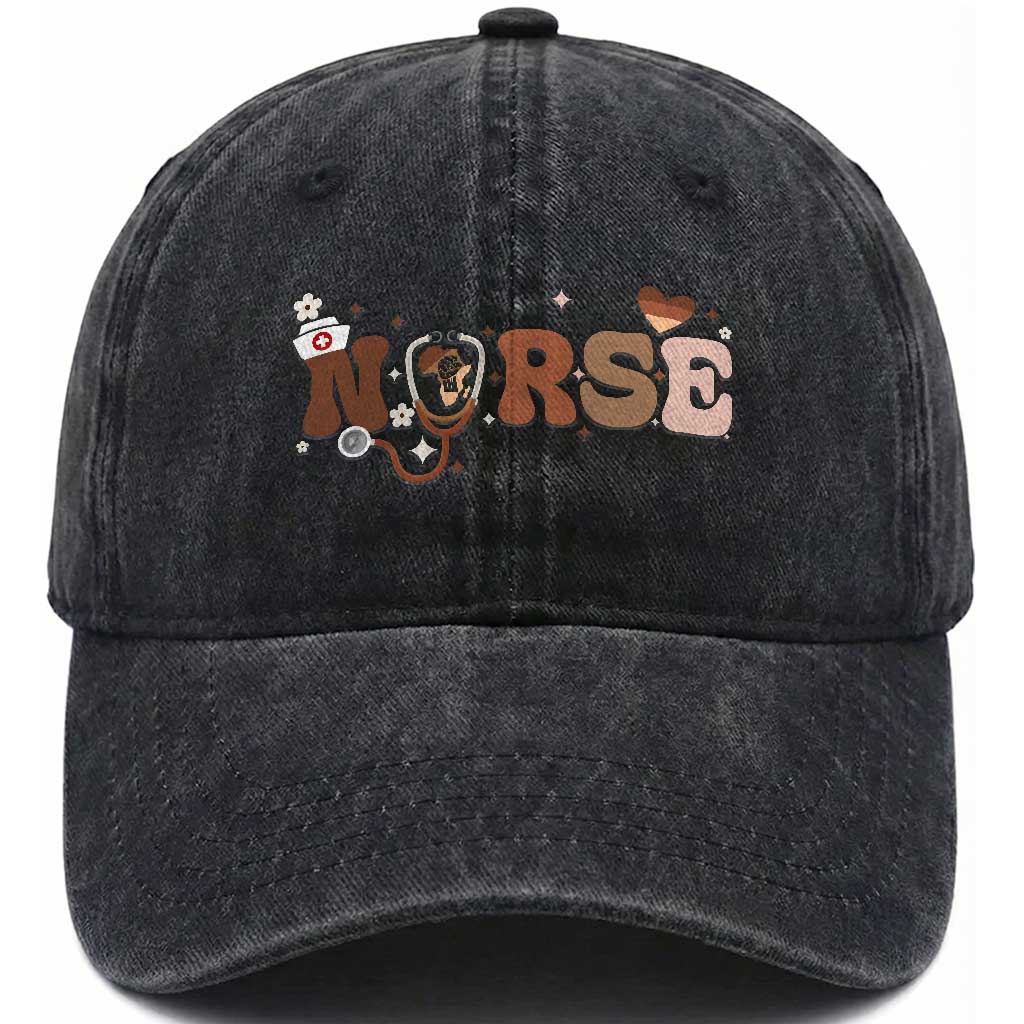 Strong Black Nurse Washed Cotton Baseball Cap African American Healthcare Hero Gift