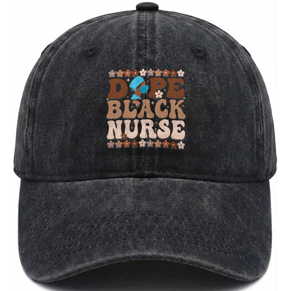 Dope Black Nurse Washed Cotton Baseball Cap African American Black Nurse Gift