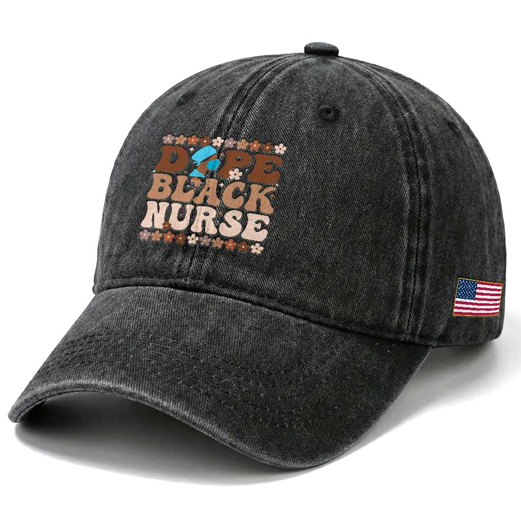 Dope Black Nurse Washed Cotton Baseball Cap African American Black Nurse Gift