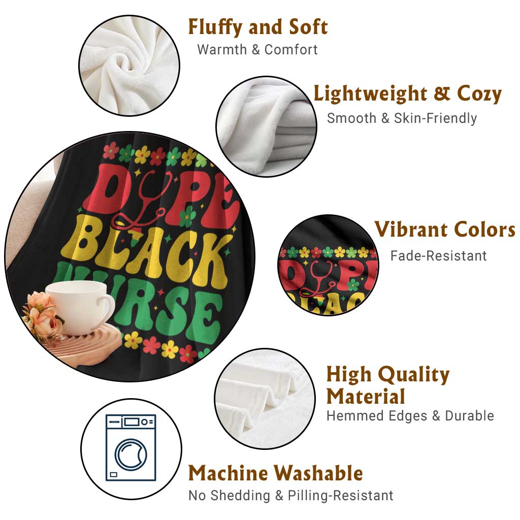 Melanin Queen Nursing Black History Month Gift Throw Blanket Dope Black Nurse