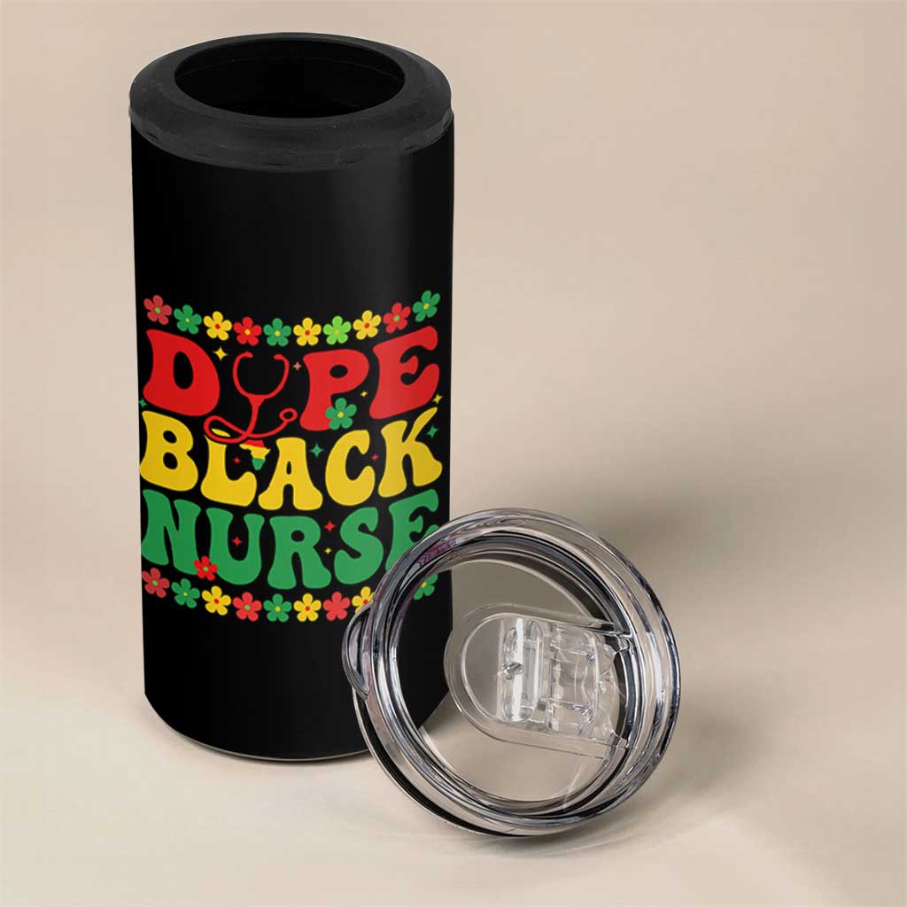 Melanin Queen Nursing Black History Month Gift 4 in 1 Can Cooler Tumbler Dope Black Nurse