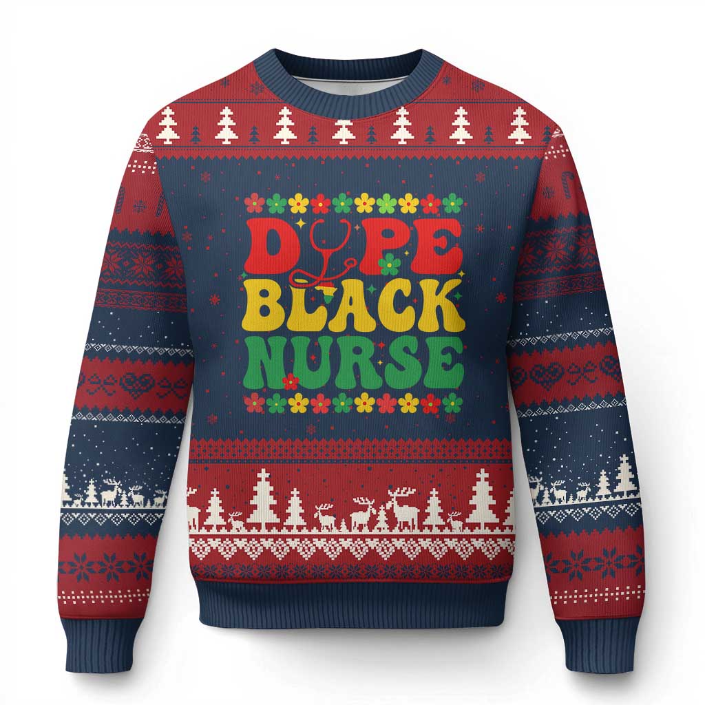 Melanin Queen Nursing Black History Month Gift Ugly Christmas Sweater Dope Black Nurse
