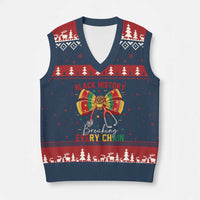 Black History Breaking Every Chain V-Neck Knit Sweater Vest Gift For Black Nurse - Wonder Print Shop