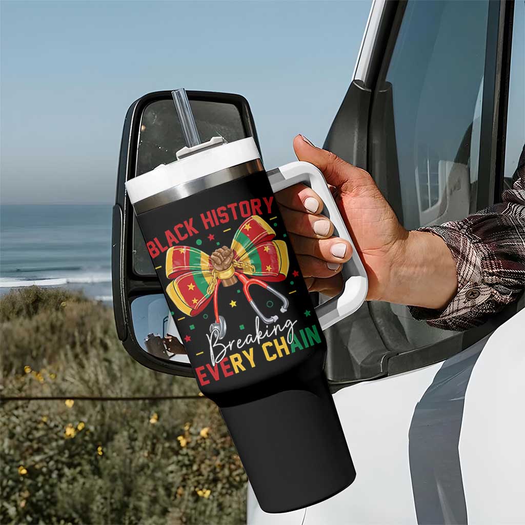 Black History Breaking Every Chain Tumbler With Handle Gift For Black Nurse - Wonder Print Shop
