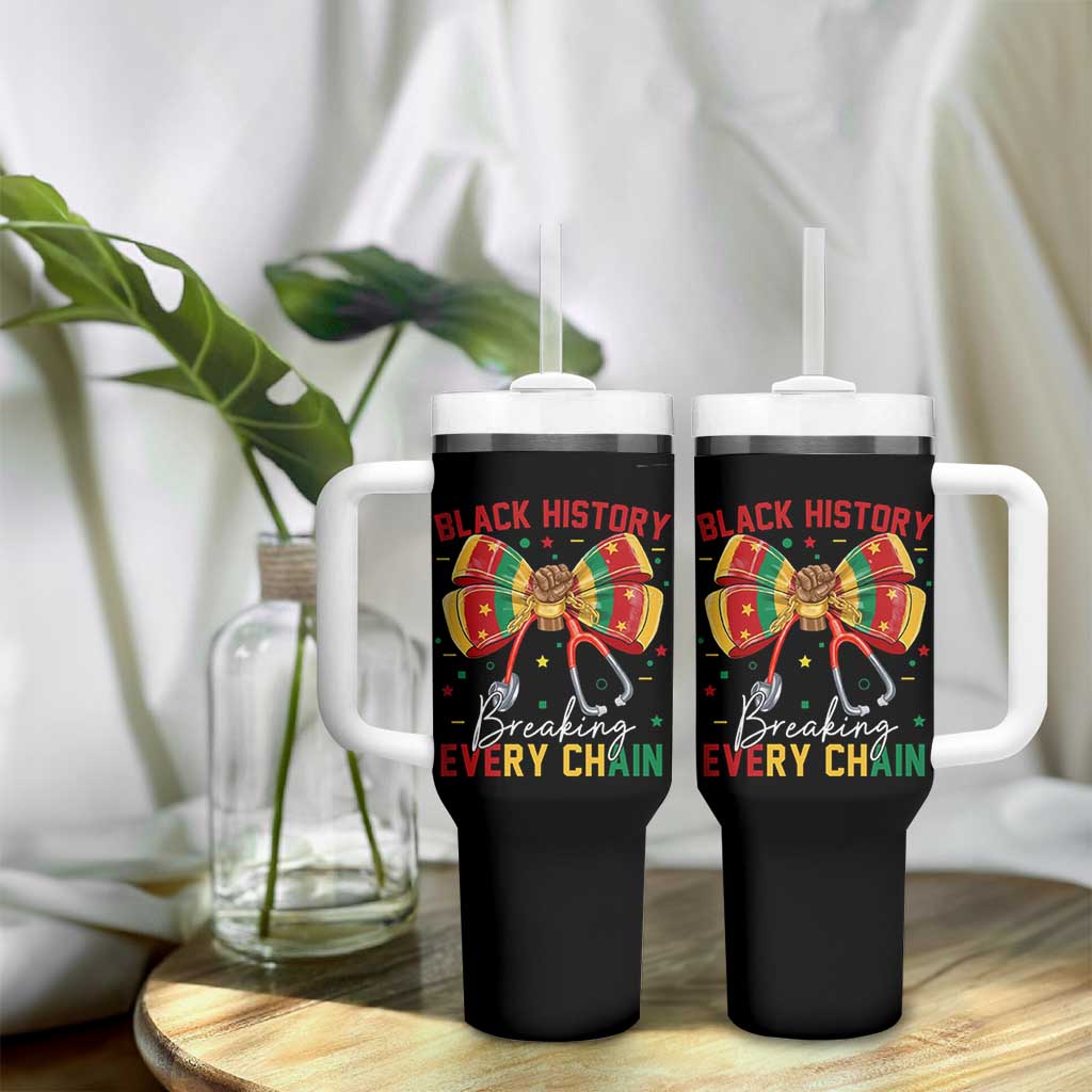 Black History Breaking Every Chain Tumbler With Handle Gift For Black Nurse - Wonder Print Shop