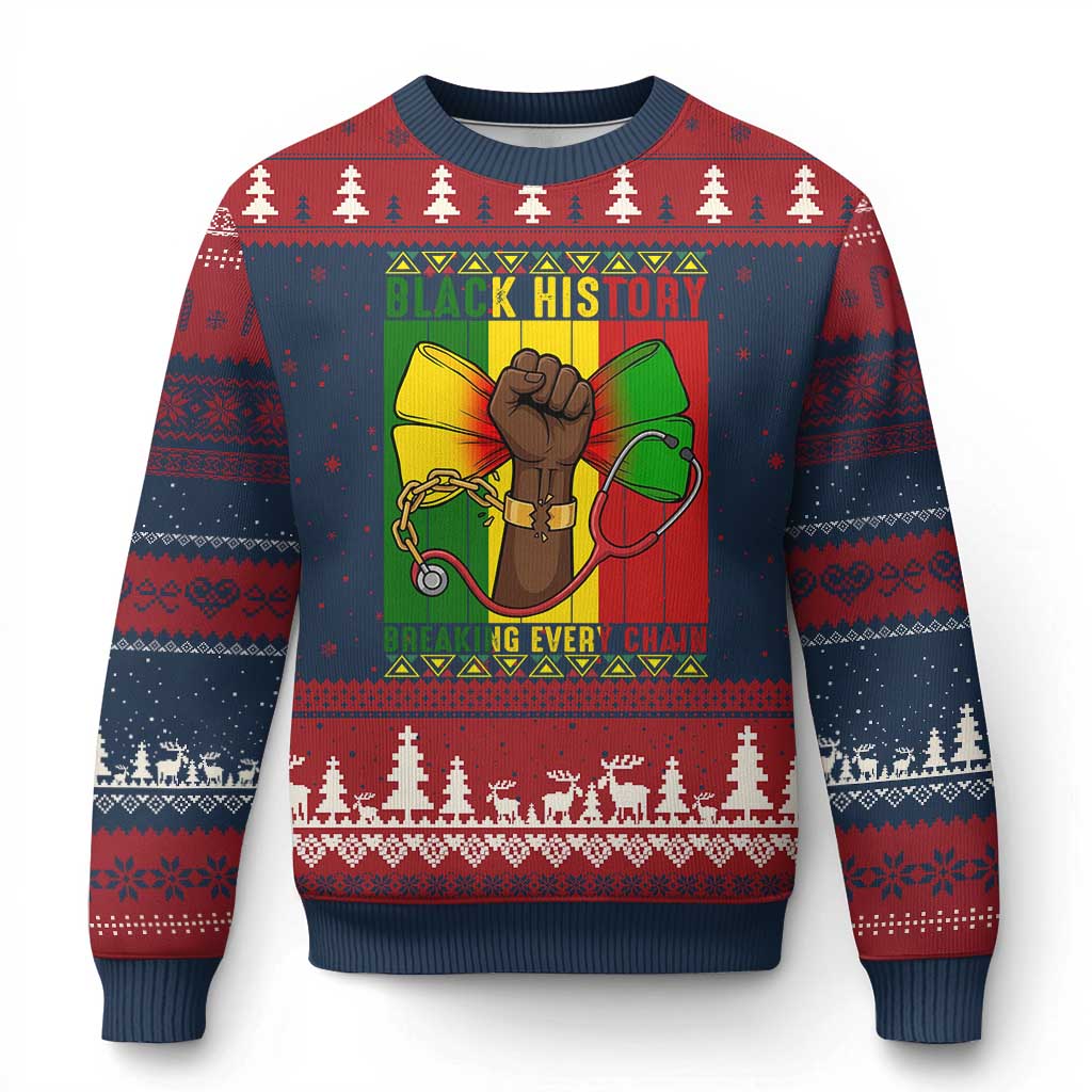 Breaking Every Chain Ugly Christmas Sweater Black History Medical Professional Gift - Wonder Print Shop