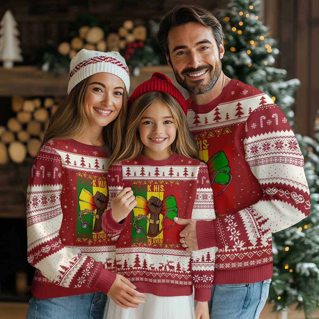 Breaking Every Chain Ugly Christmas Sweater Black History Medical Professional Gift - Wonder Print Shop