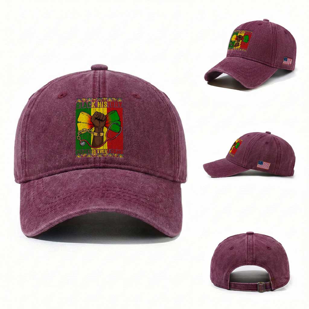 Breaking Every Chain Washed Cotton Baseball Cap Black History Medical Professional Gift