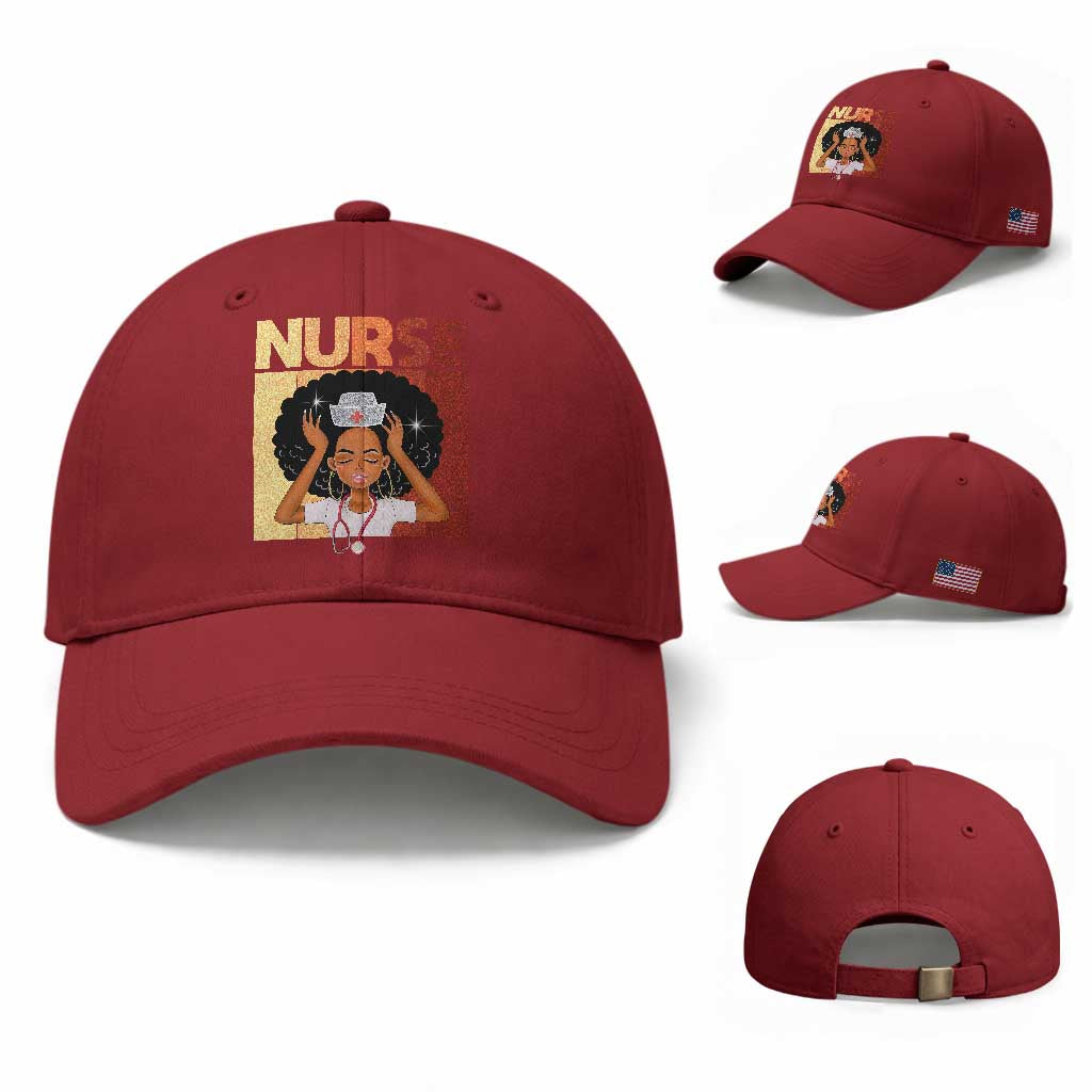 Strong Black Nurse Baseball Cap Black History Medical Professional Gift