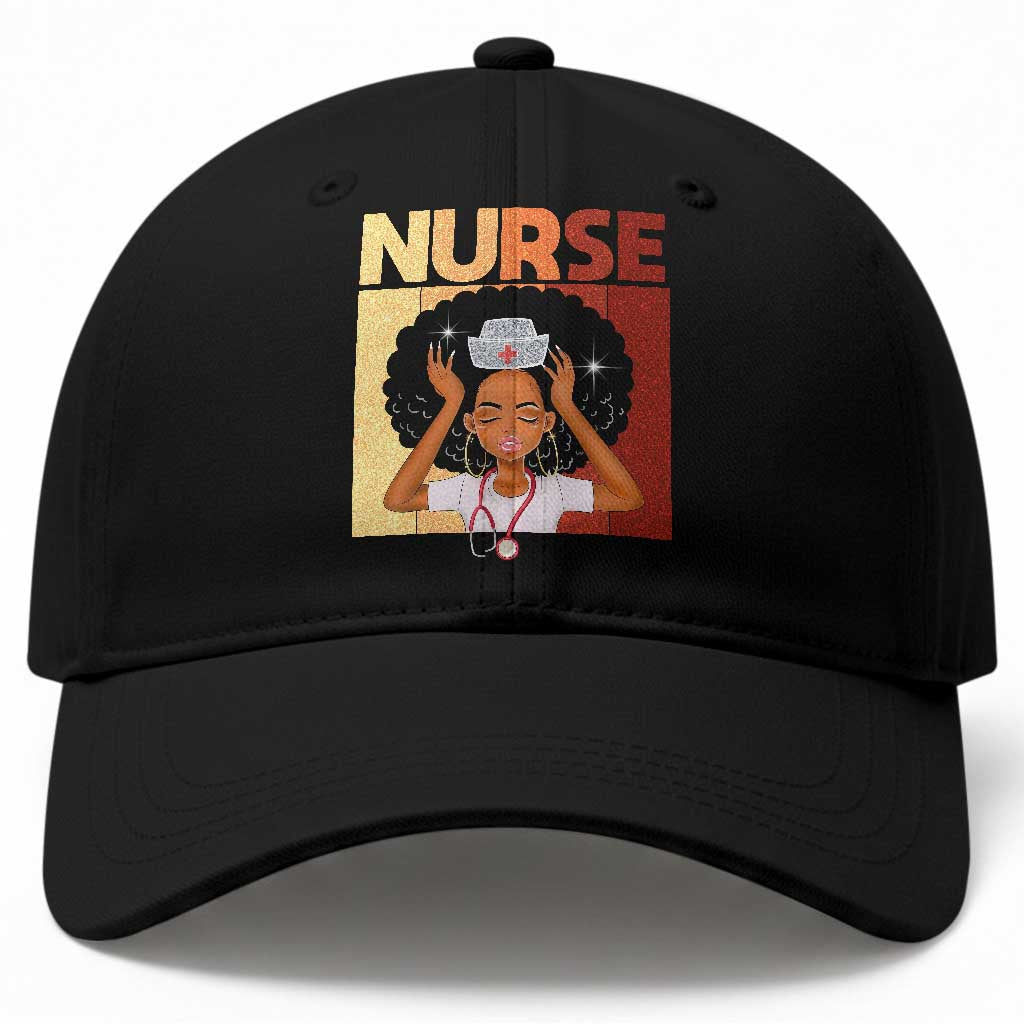 Strong Black Nurse Baseball Cap Black History Medical Professional Gift