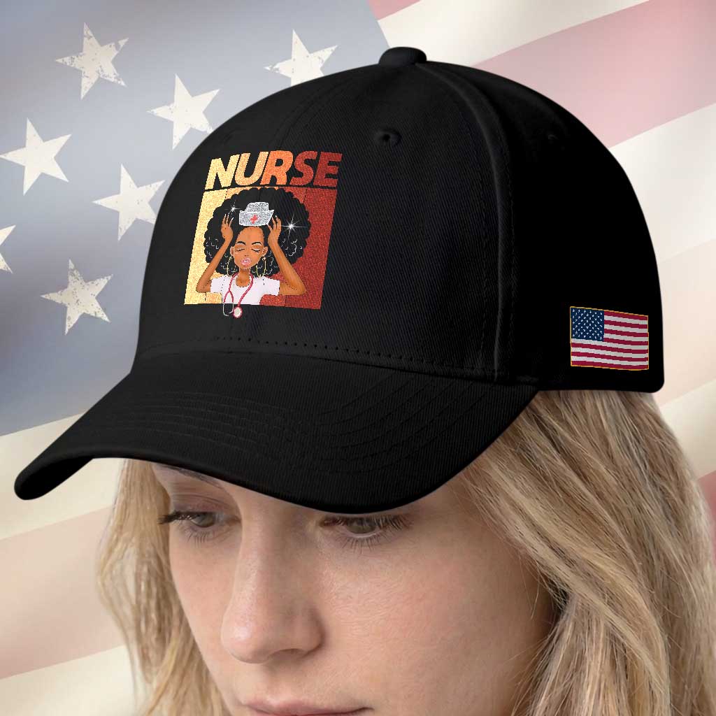 Strong Black Nurse Baseball Cap Black History Medical Professional Gift