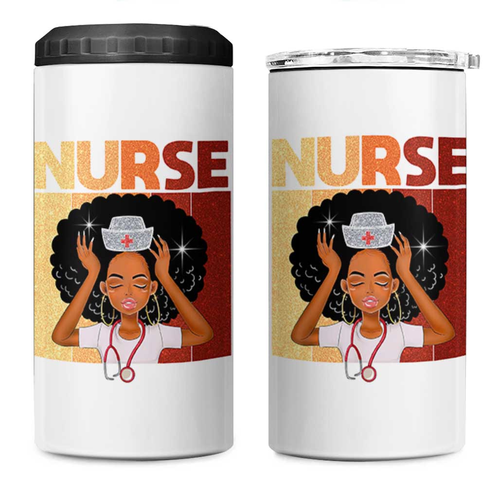 Strong Black Nurse 4 in 1 Can Cooler Tumbler Black History Medical Professional Gift - Wonder Print Shop