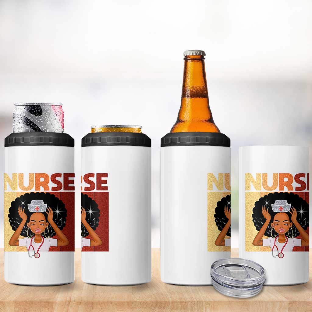 Strong Black Nurse 4 in 1 Can Cooler Tumbler Black History Medical Professional Gift - Wonder Print Shop