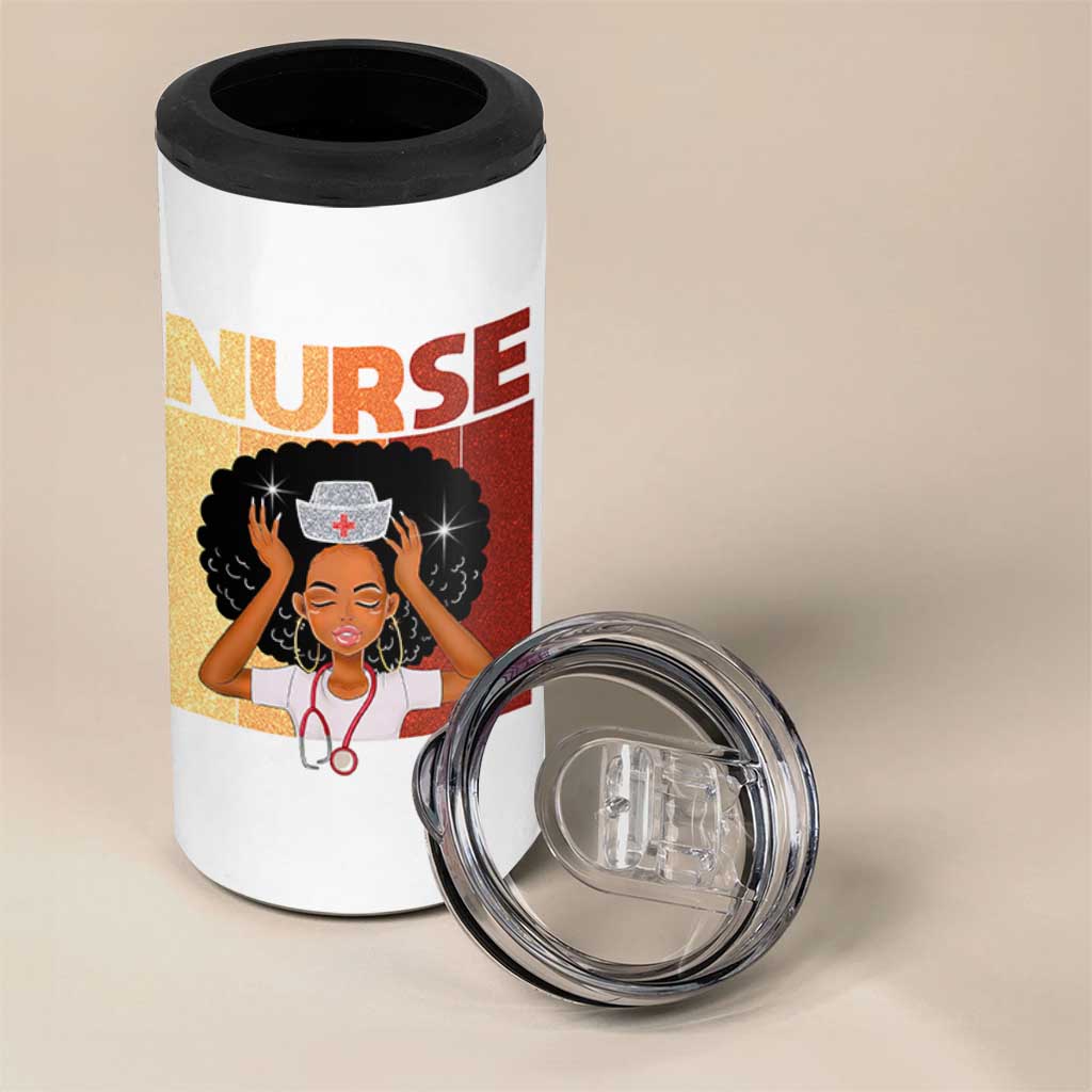 Strong Black Nurse 4 in 1 Can Cooler Tumbler Black History Medical Professional Gift - Wonder Print Shop