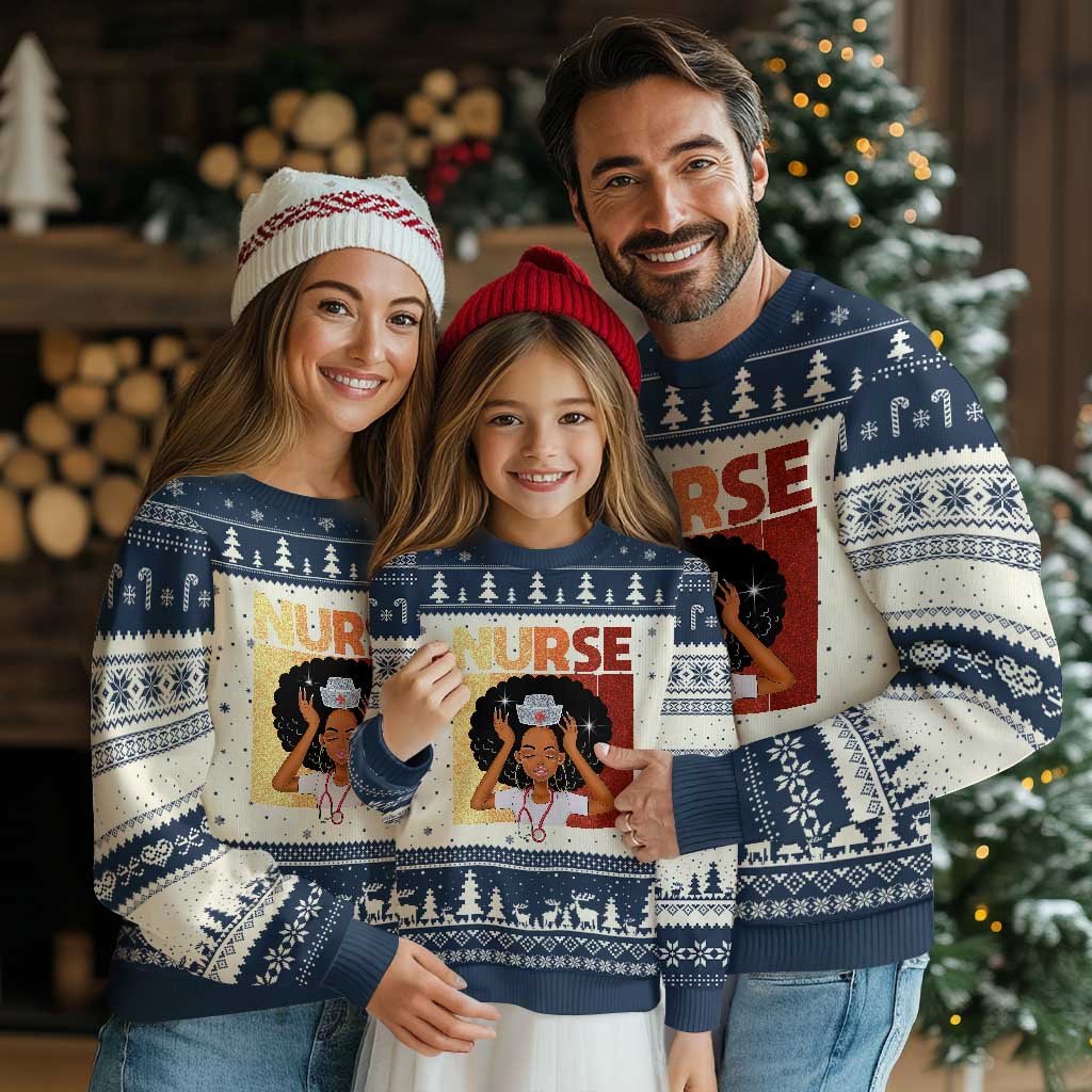Strong Black Nurse Ugly Christmas Sweater Black History Medical Professional Gift - Wonder Print Shop