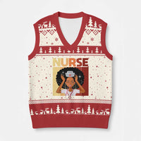 Strong Black Nurse V-Neck Knit Sweater Vest Black History Medical Professional Gift - Wonder Print Shop
