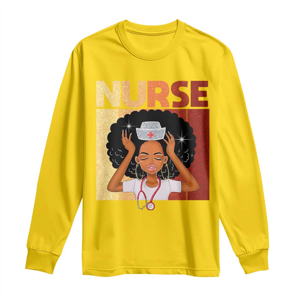 Strong Black Nurse Long Sleeve Shirt Black History Medical Professional Gift - Wonder Print Shop