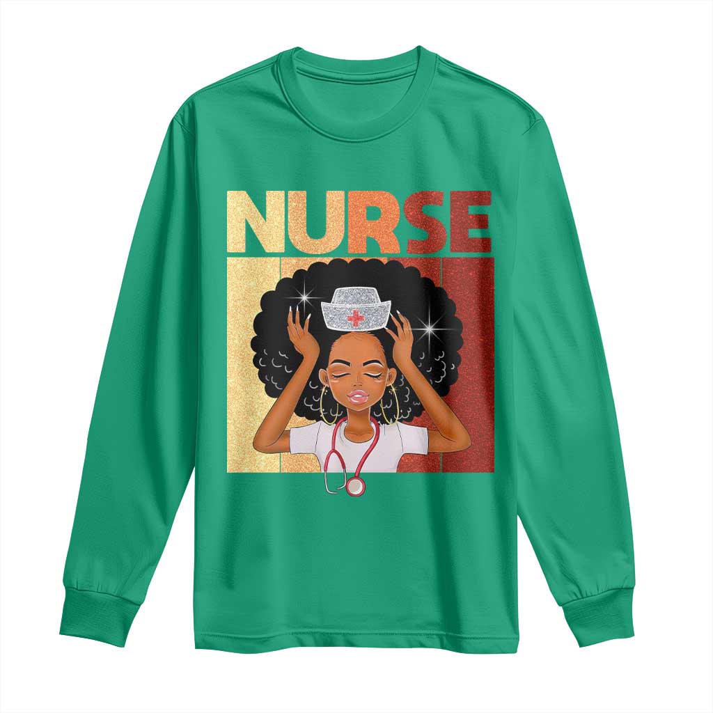 Strong Black Nurse Long Sleeve Shirt Black History Medical Professional Gift - Wonder Print Shop