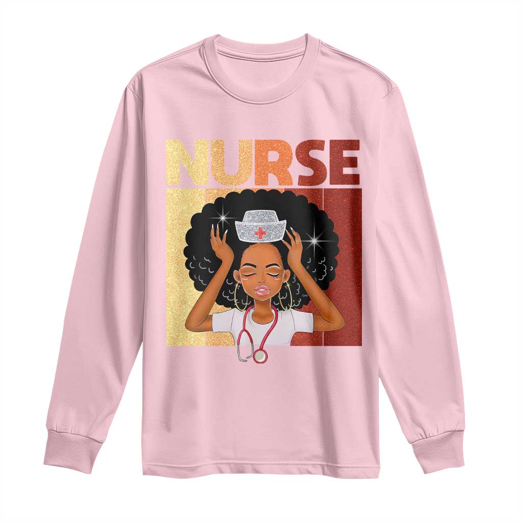 Strong Black Nurse Long Sleeve Shirt Black History Medical Professional Gift - Wonder Print Shop