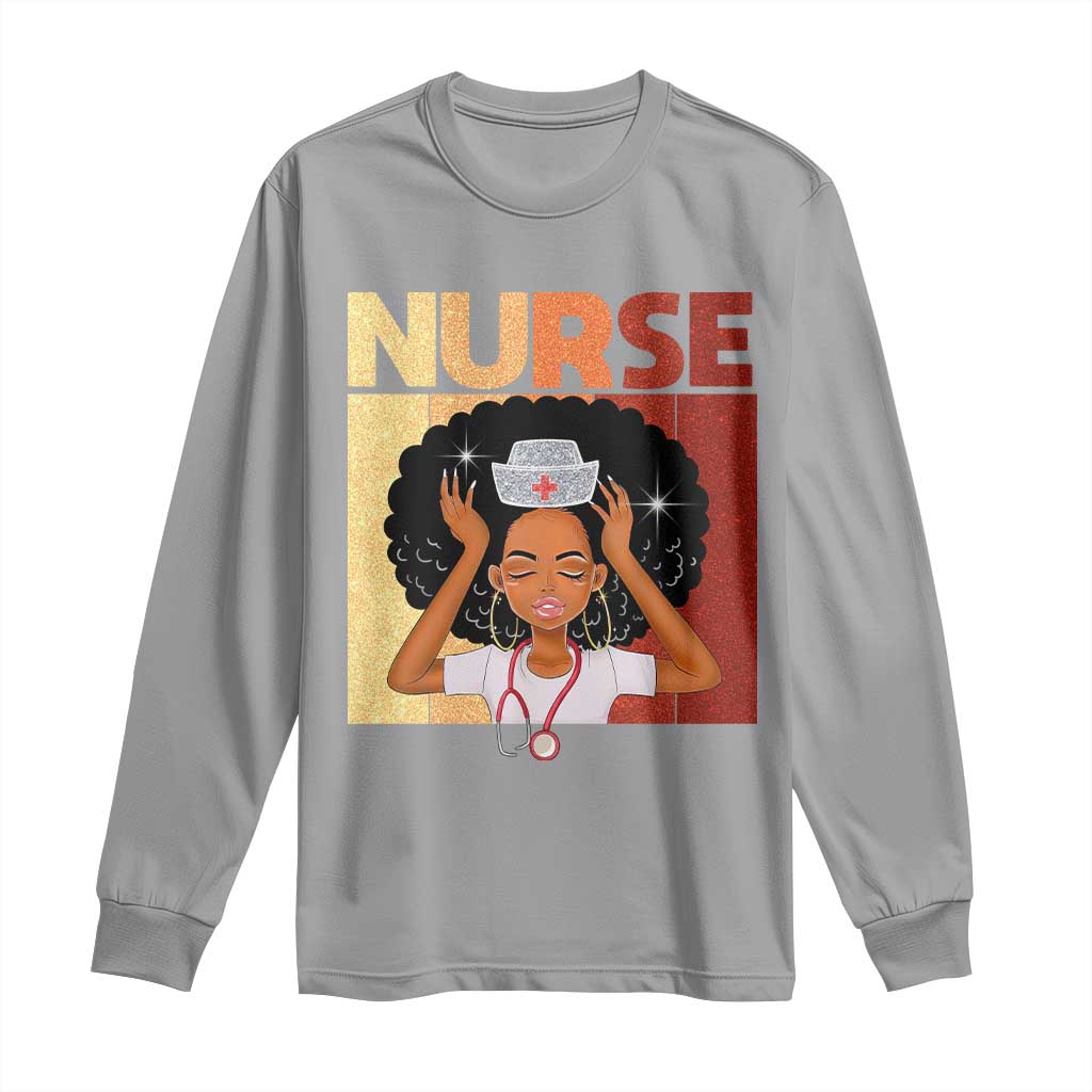 Strong Black Nurse Long Sleeve Shirt Black History Medical Professional Gift - Wonder Print Shop