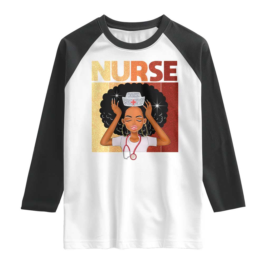 Strong Black Nurse Raglan Shirt Black History Medical Professional Gift - Wonder Print Shop