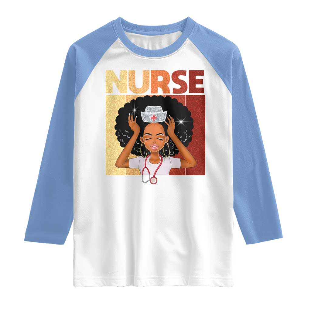 Strong Black Nurse Raglan Shirt Black History Medical Professional Gift - Wonder Print Shop