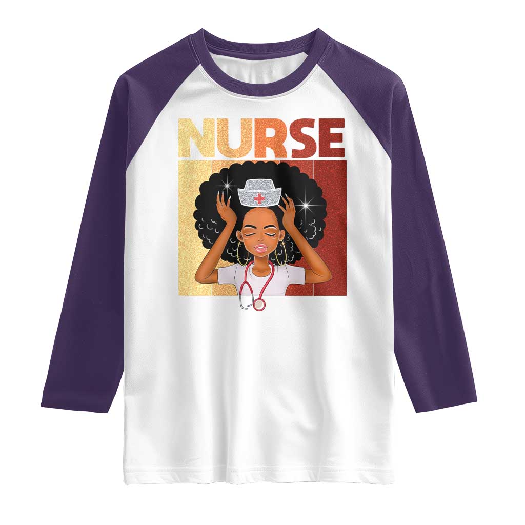 Strong Black Nurse Raglan Shirt Black History Medical Professional Gift - Wonder Print Shop