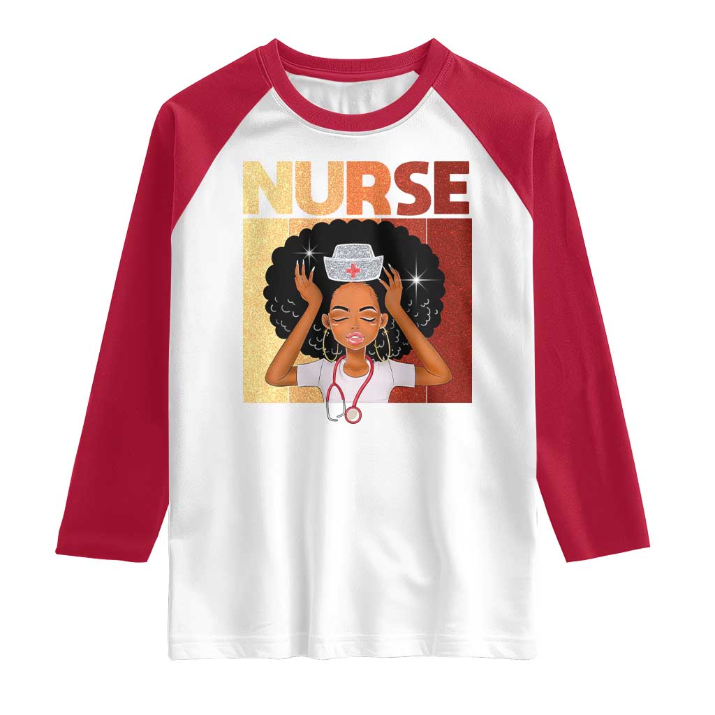 Strong Black Nurse Raglan Shirt Black History Medical Professional Gift - Wonder Print Shop