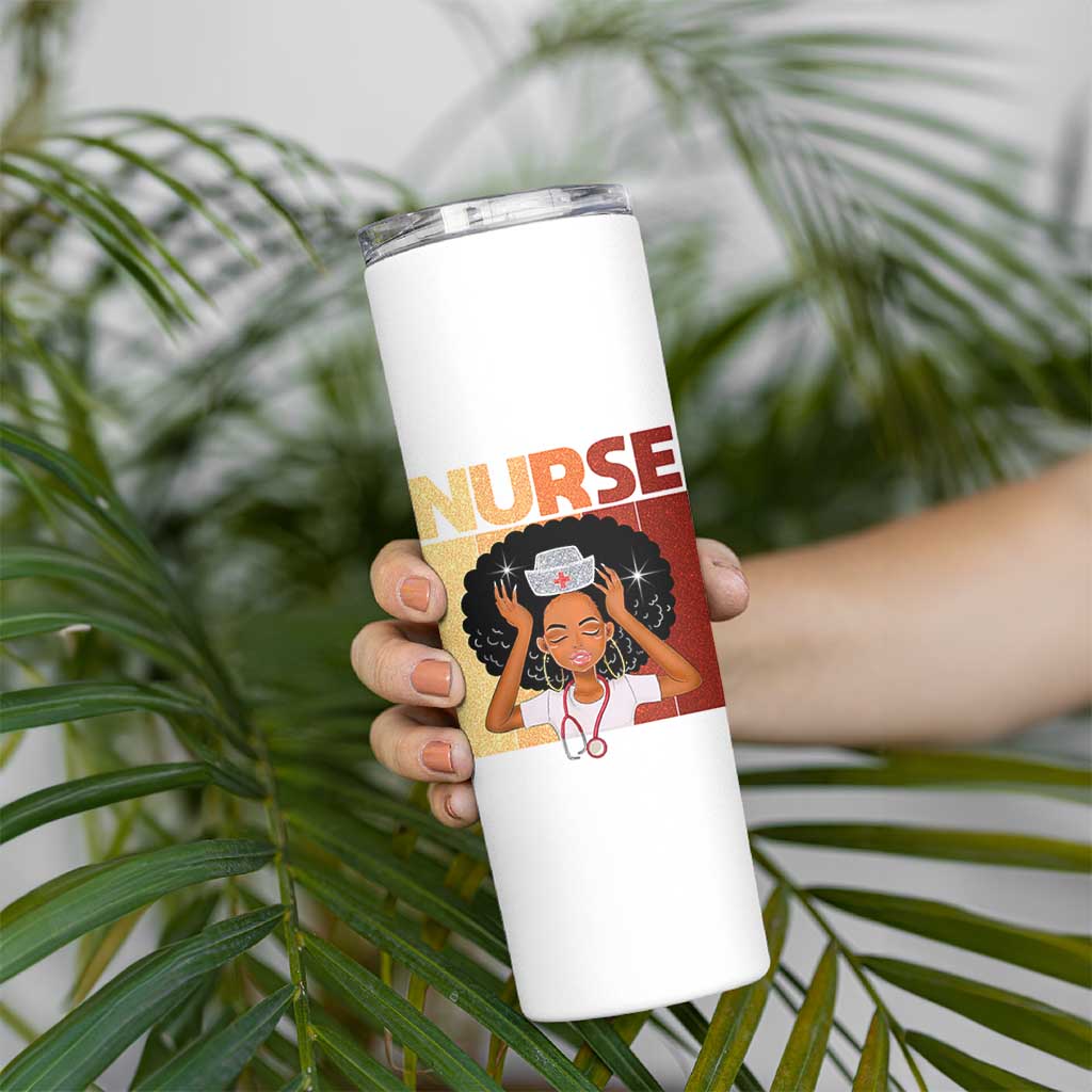 Strong Black Nurse Skinny Tumbler Black History Medical Professional Gift - Wonder Print Shop